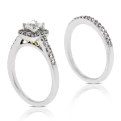 Diamond Halo Bridal Set 14K