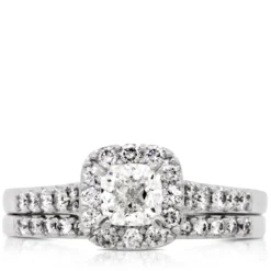 Diamond Halo Bridal Set 14K