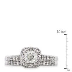 Diamond Halo Bridal Set 14K