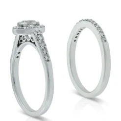 Diamond Halo Bridal Set 14K