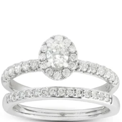 Diamond Halo Bridal Set 14K