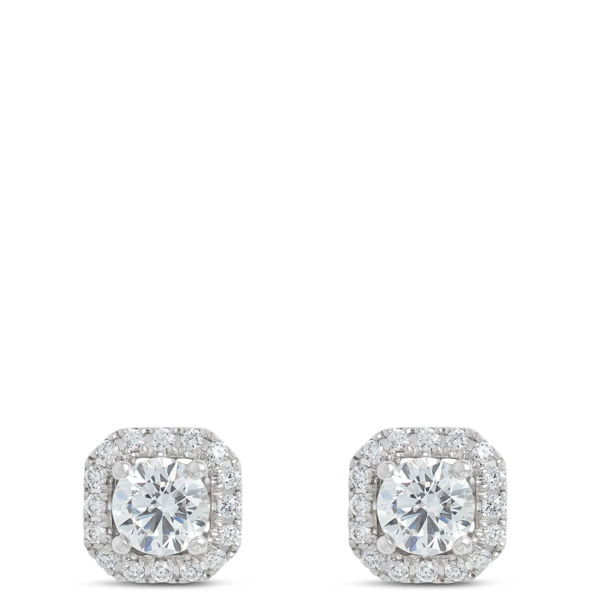 Diamond Halo Stud Earrings in 14K White Gold