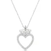 Diamond Heart & Crown Necklace 14K