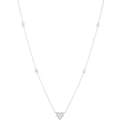 Diamond Heart Pendant Necklace, 14k White Gold