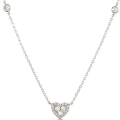 Diamond Heart Pendant Necklace, 14k White Gold