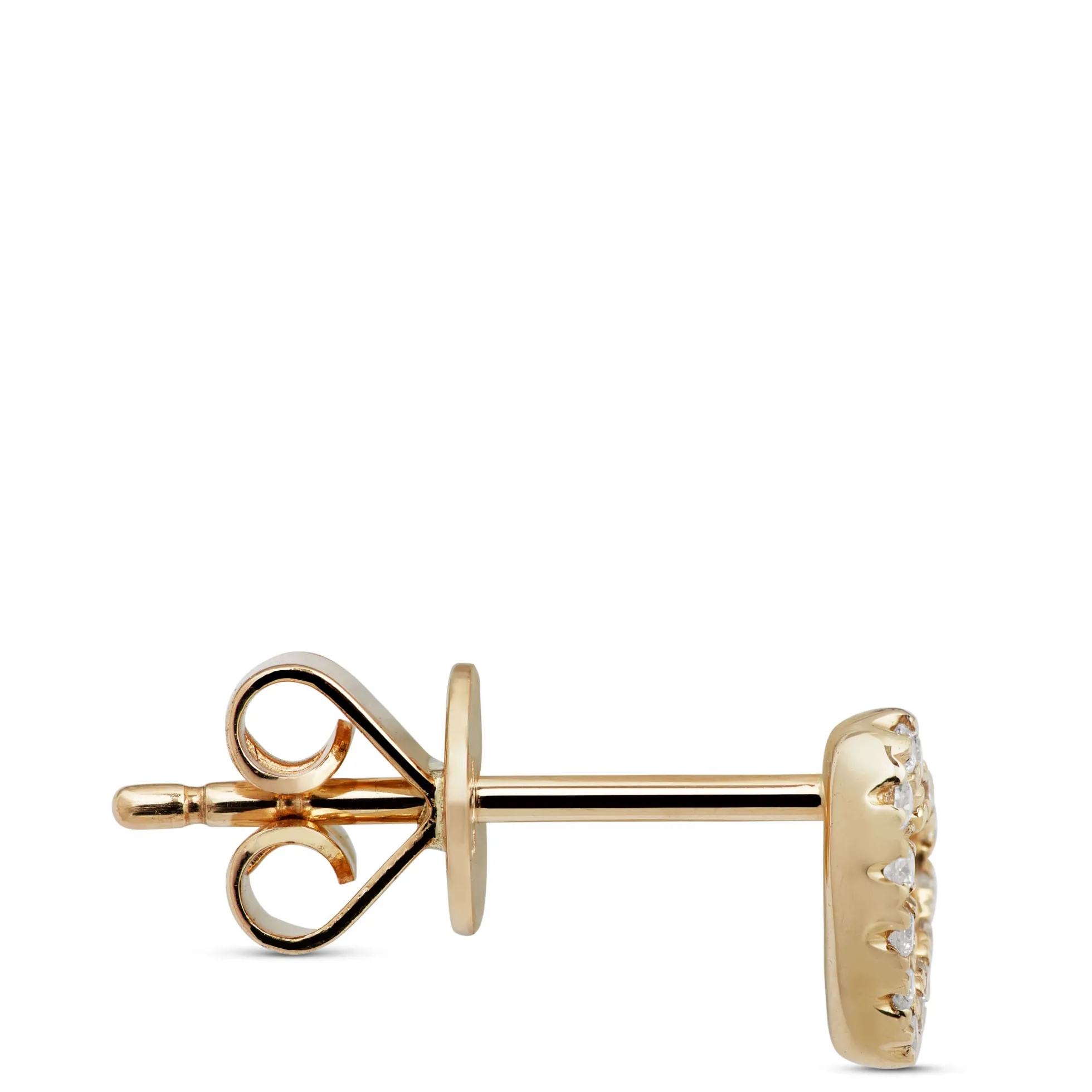 Diamond Heart Single Stud Earring, 14K Yellow Gold