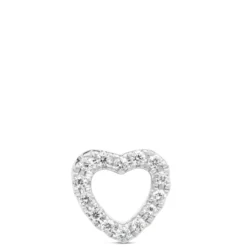Diamond Heart Single Stud Earring, 14K White Gold