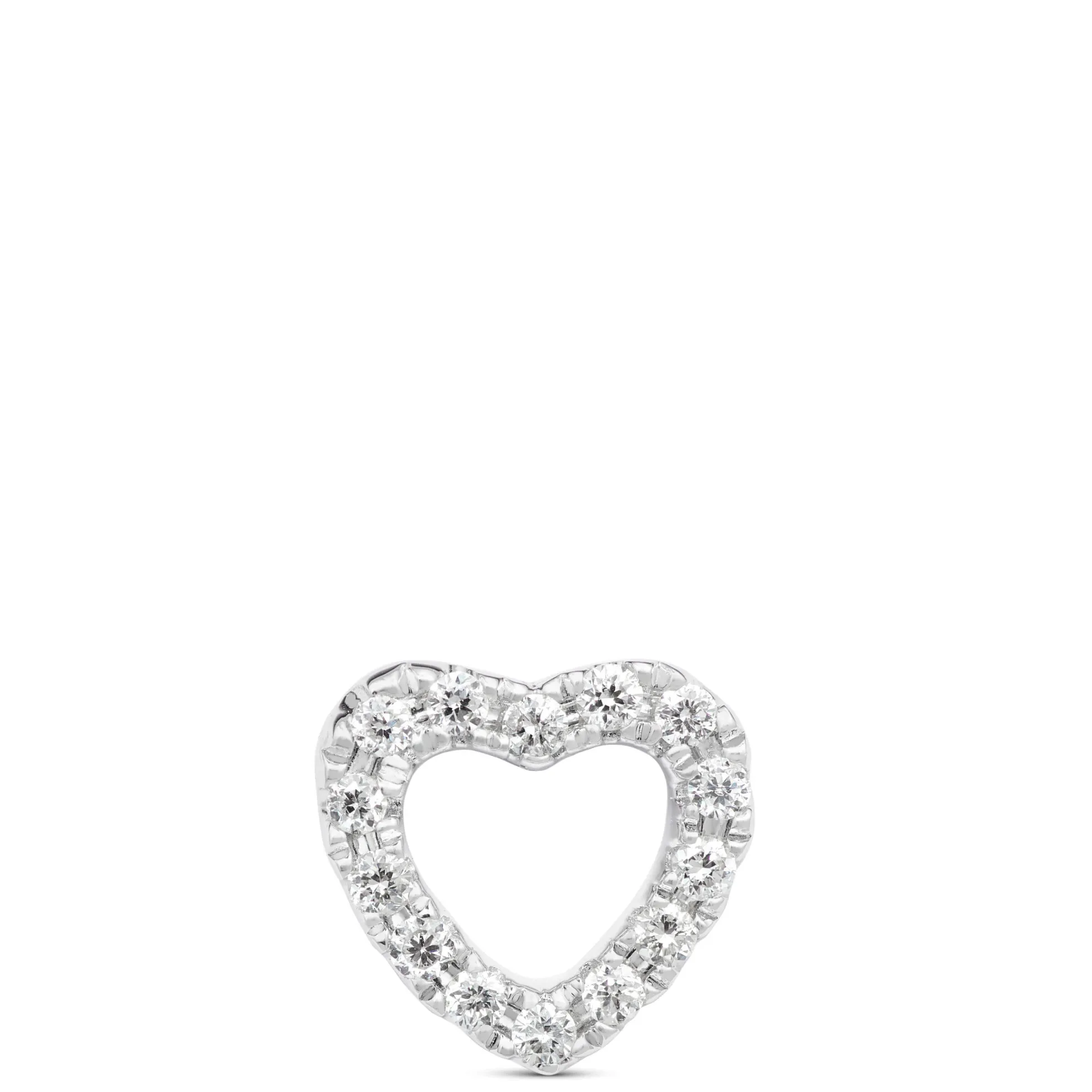 Diamond Heart Single Stud Earring, 14K White Gold