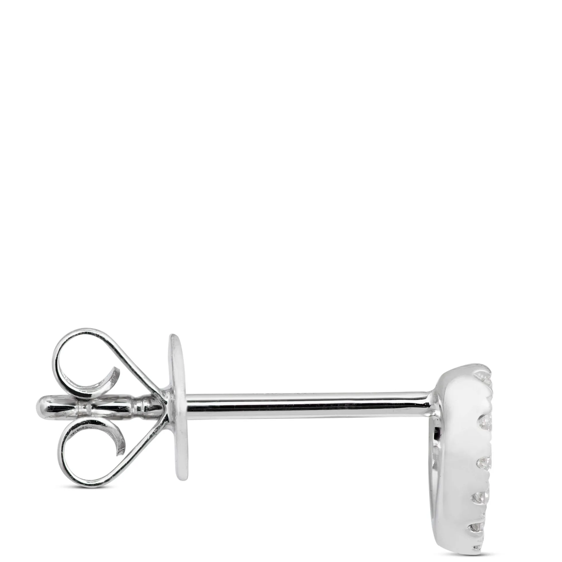 Diamond Heart Single Stud Earring, 14K White Gold