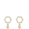 Diamond Hex Shape Dangle Earrings, 14K Yellow Gold