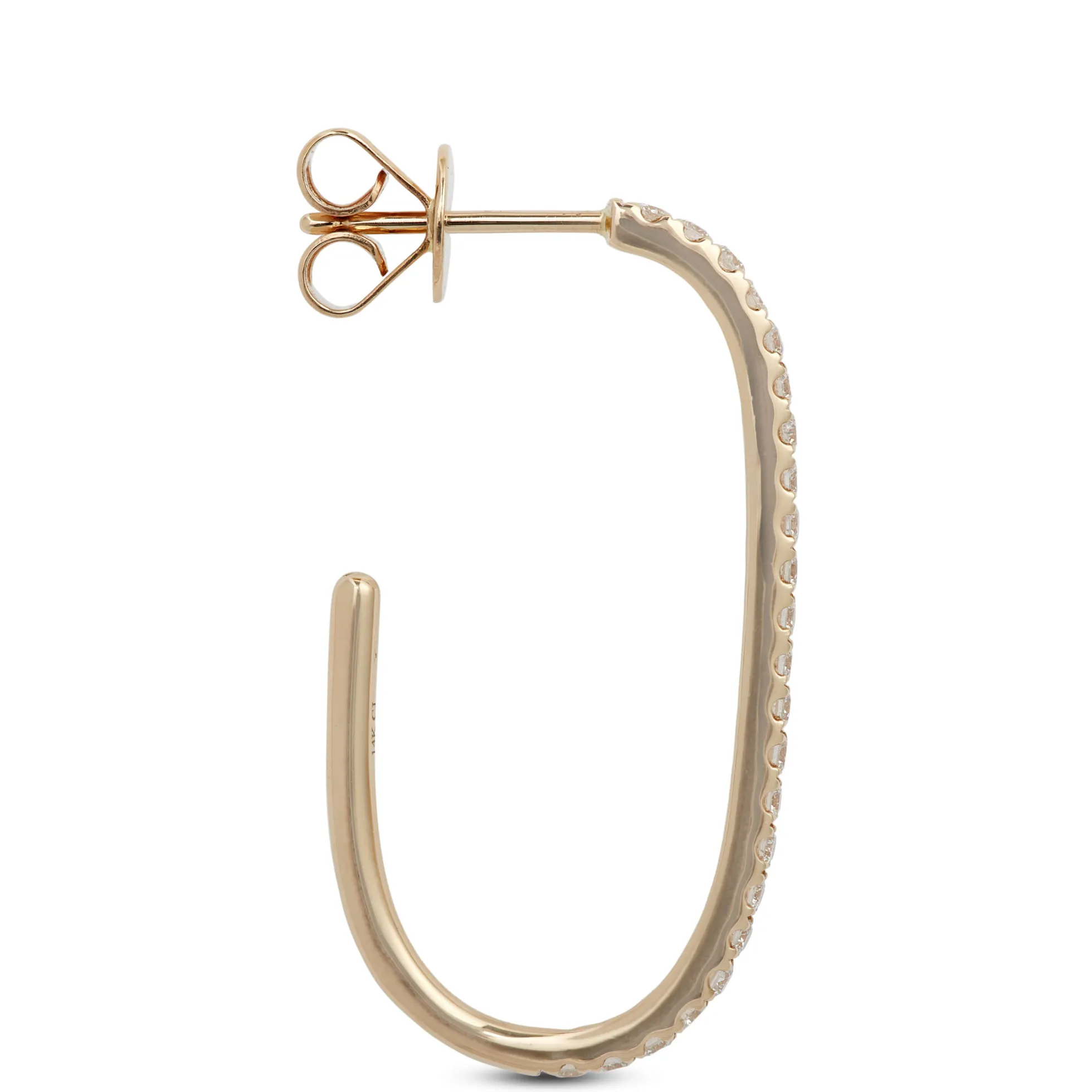 Diamond Hoop Earrings, 14K Yellow Gold