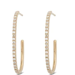 Diamond Hoop Earrings, 14K Yellow Gold