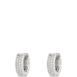 Diamond Hoops, Sterling Silver