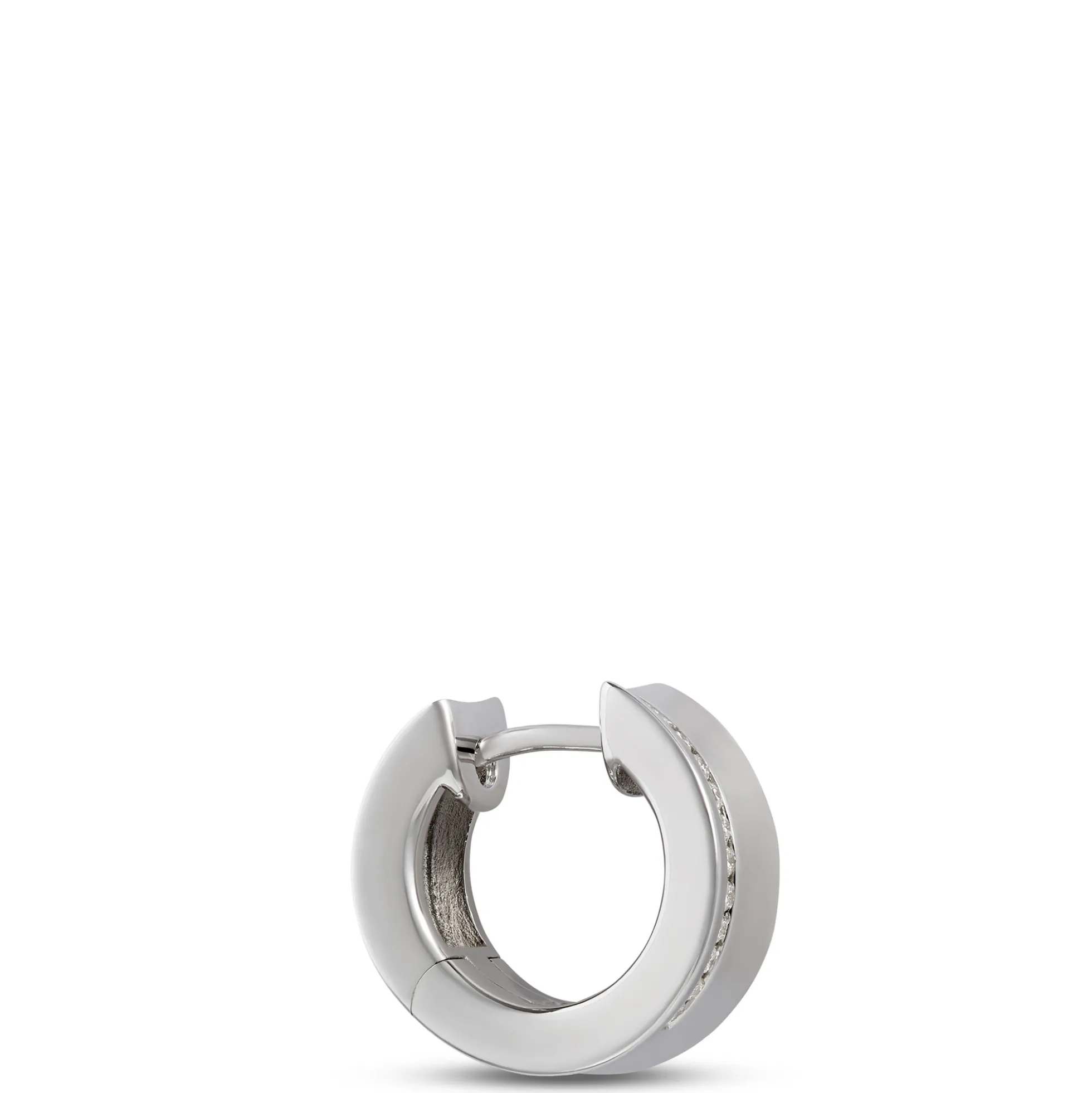 Diamond Hoops, Sterling Silver
