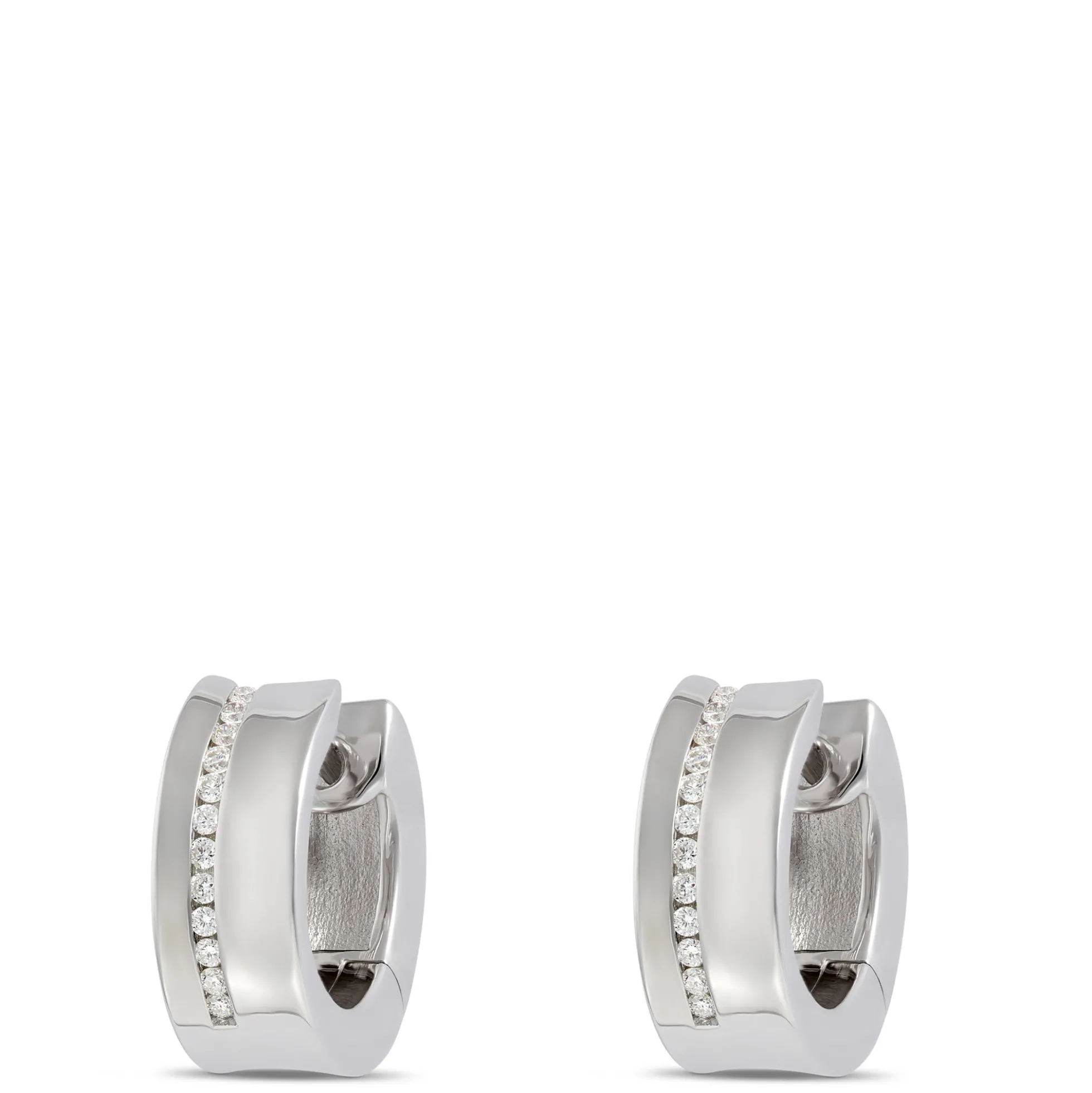 Diamond Hoops, Sterling Silver