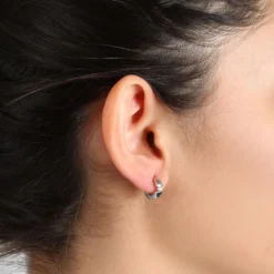 Diamond Huggie Earrings, 14k White Gold