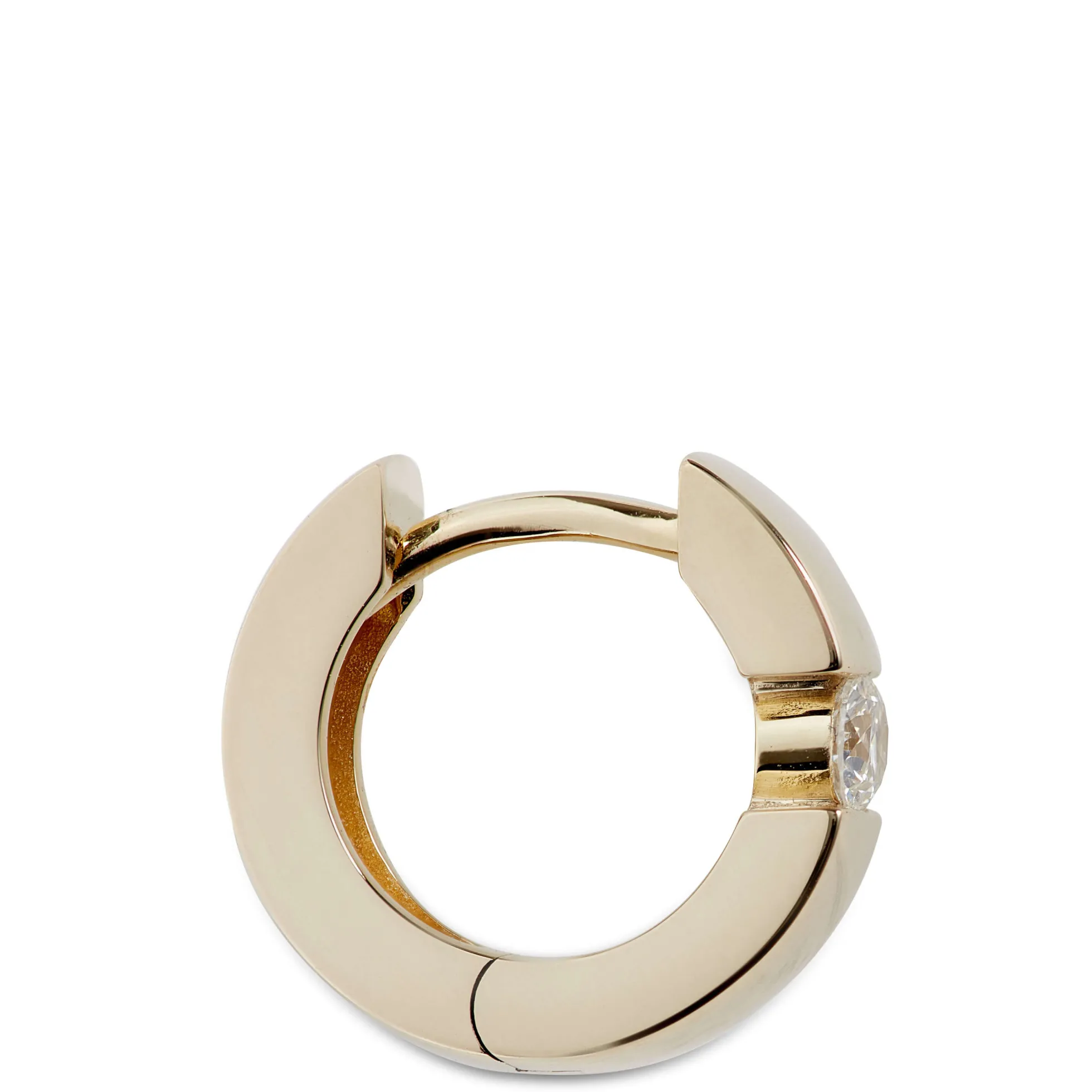 Diamond Huggie Hoop Earrings, 14K Yellow Gold