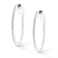 Diamond Inside Out Hoops in 14K White Gold