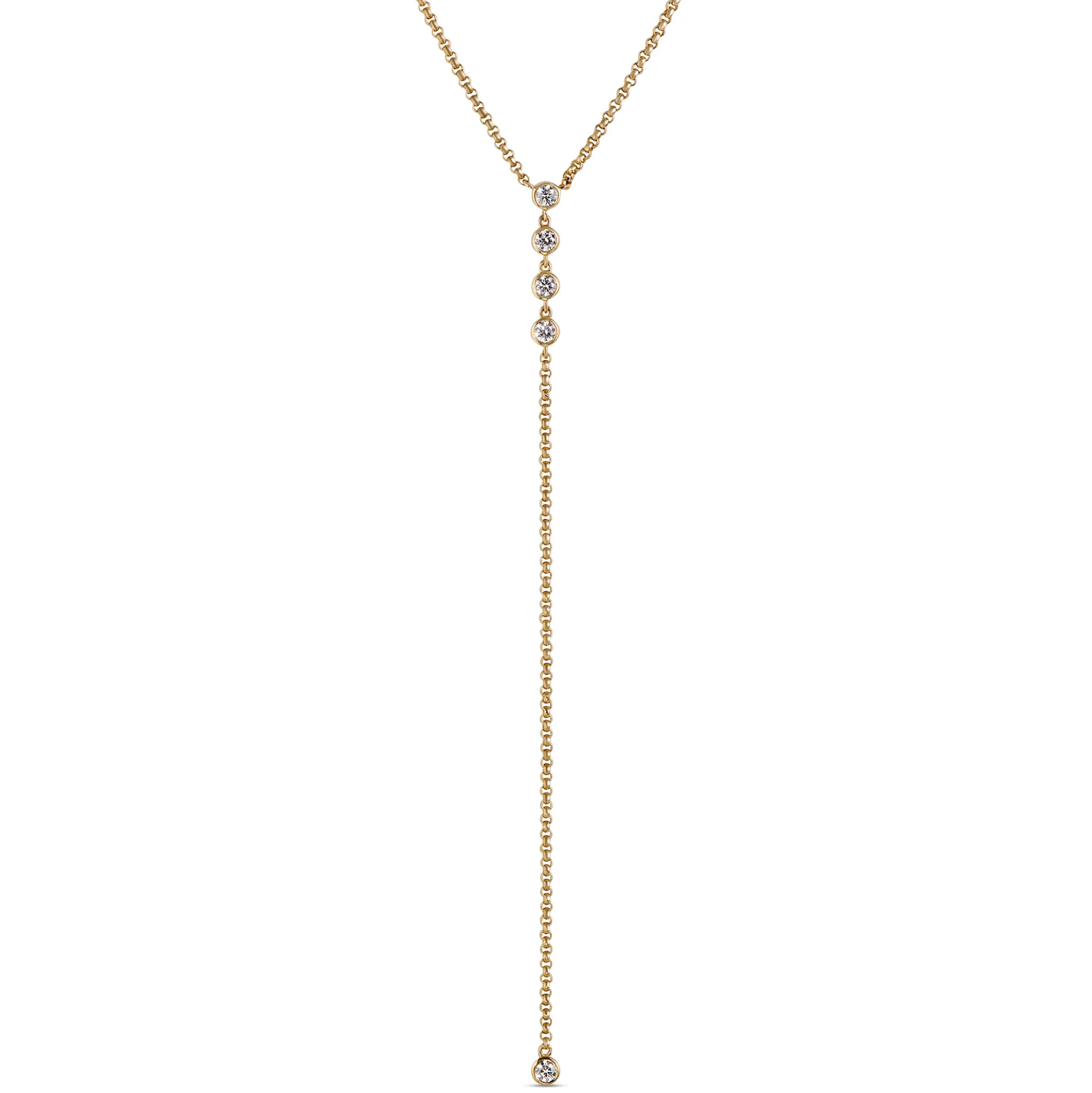 Diamond Lariat Necklace, 14K Yellow Gold