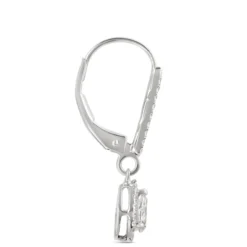 Diamond Leverback Earrings, 14K White Gold