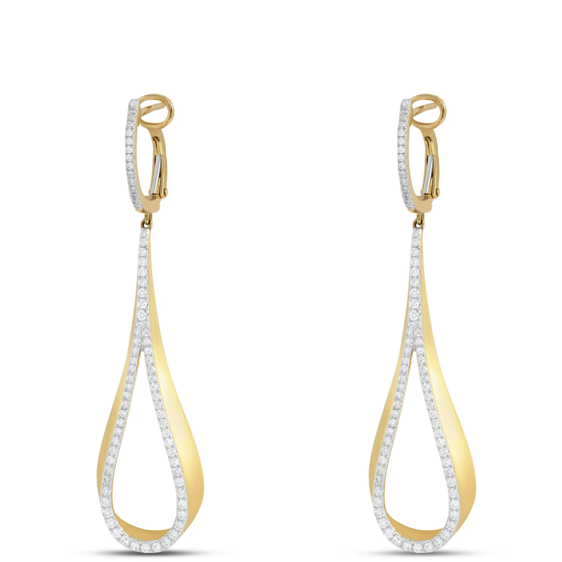 Diamond Loop Dangle Earrings, 14K Yellow Gold