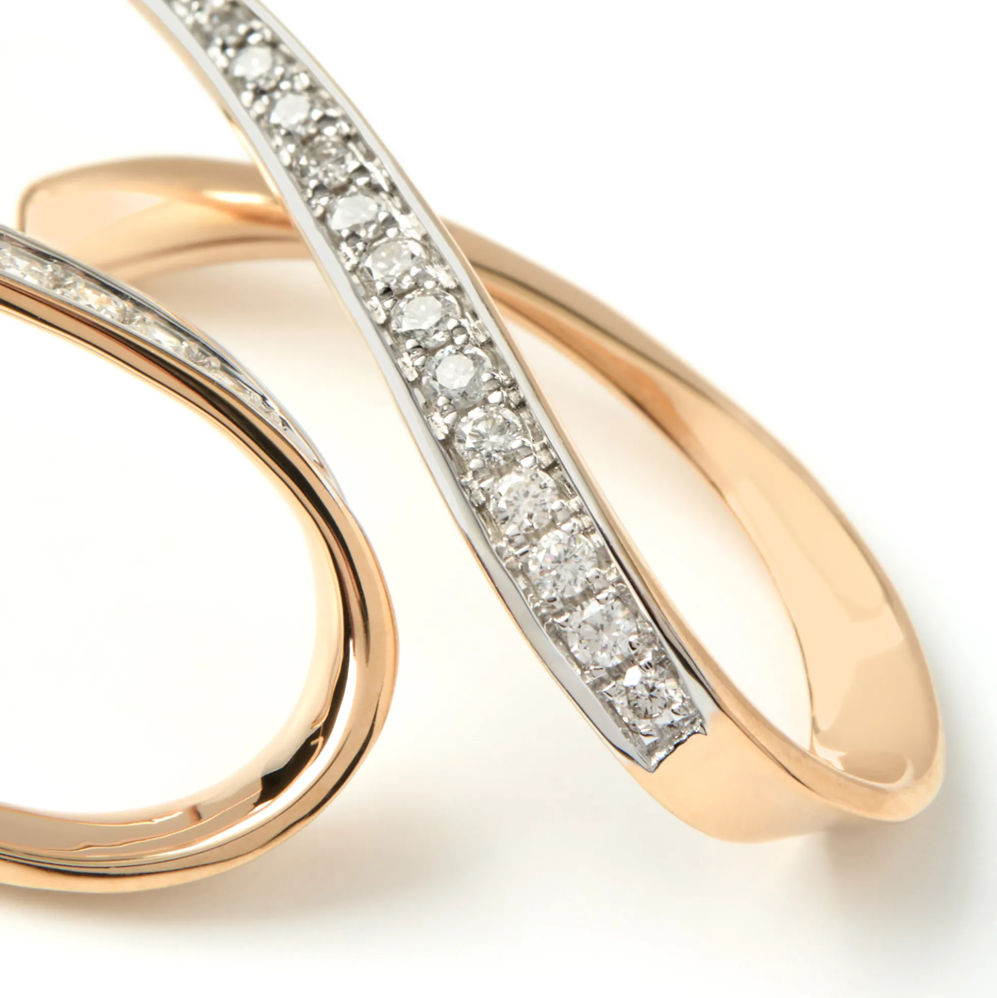Diamond Loop Dangle Earrings, 14K Rose Gold