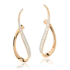Diamond Loop Dangle Earrings, 14K Rose Gold