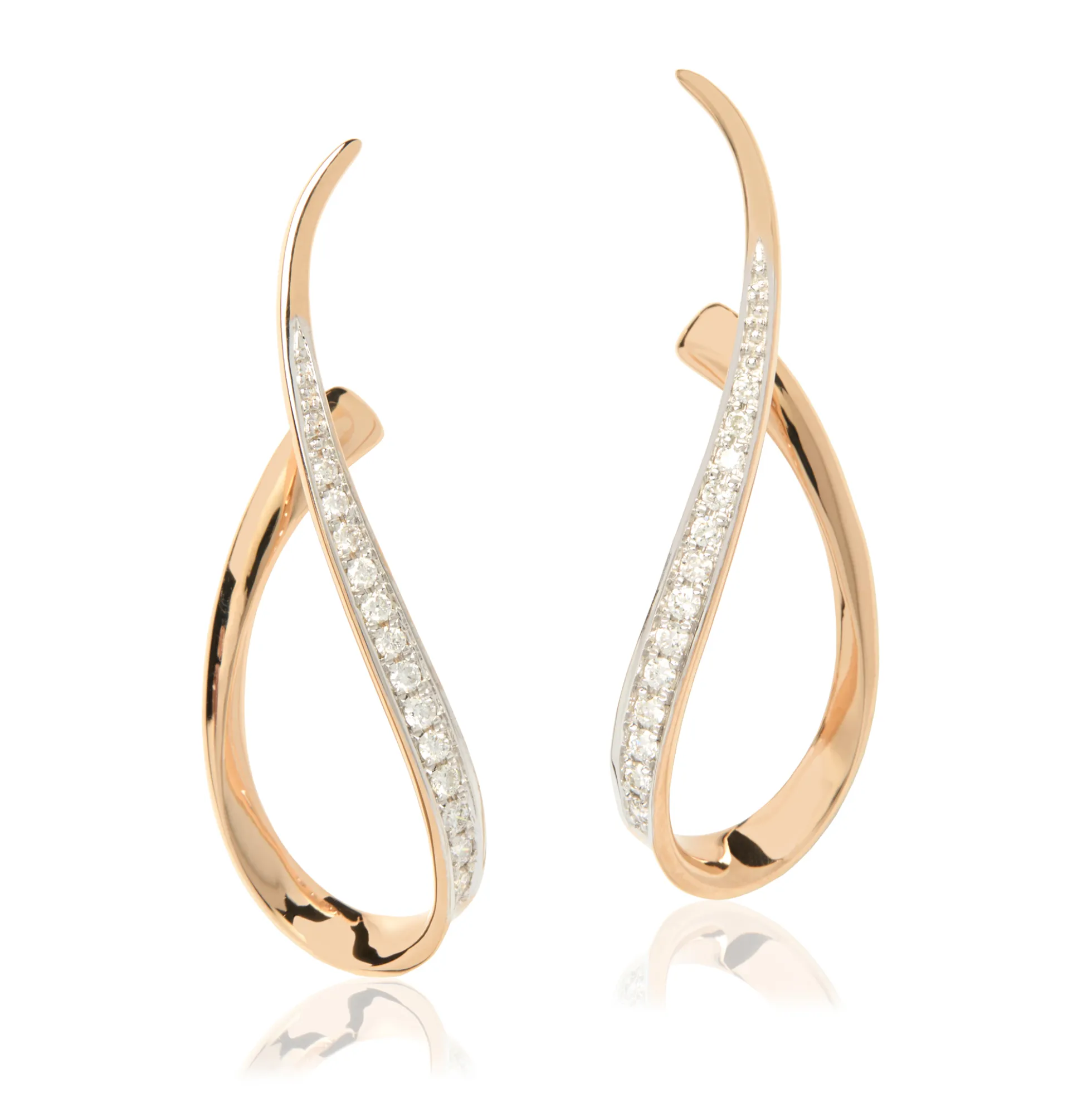 Diamond Loop Dangle Earrings, 14K Rose Gold