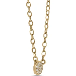 Diamond Oval Disk Pendant, 14K Yellow Gold