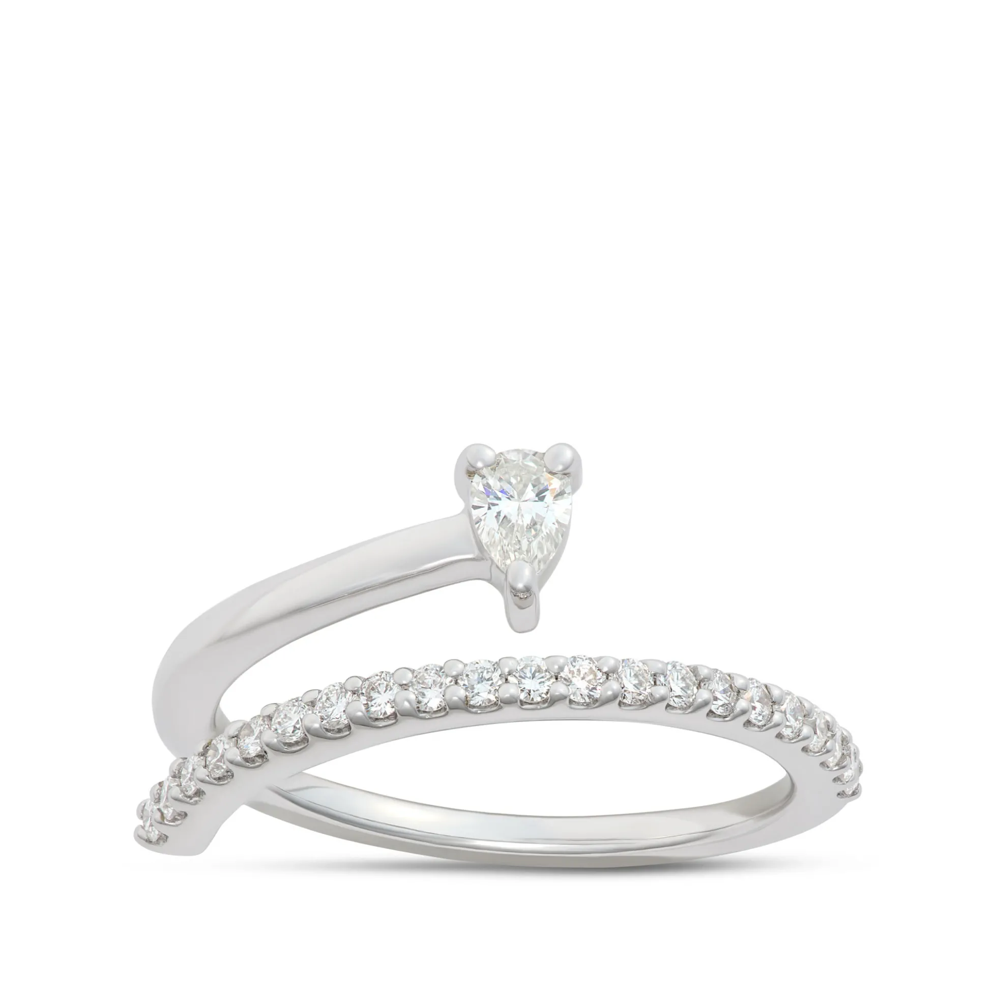 Diamond Overlap Ring, 14K White Gold