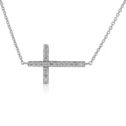 Diamond Sideways Cross 14K