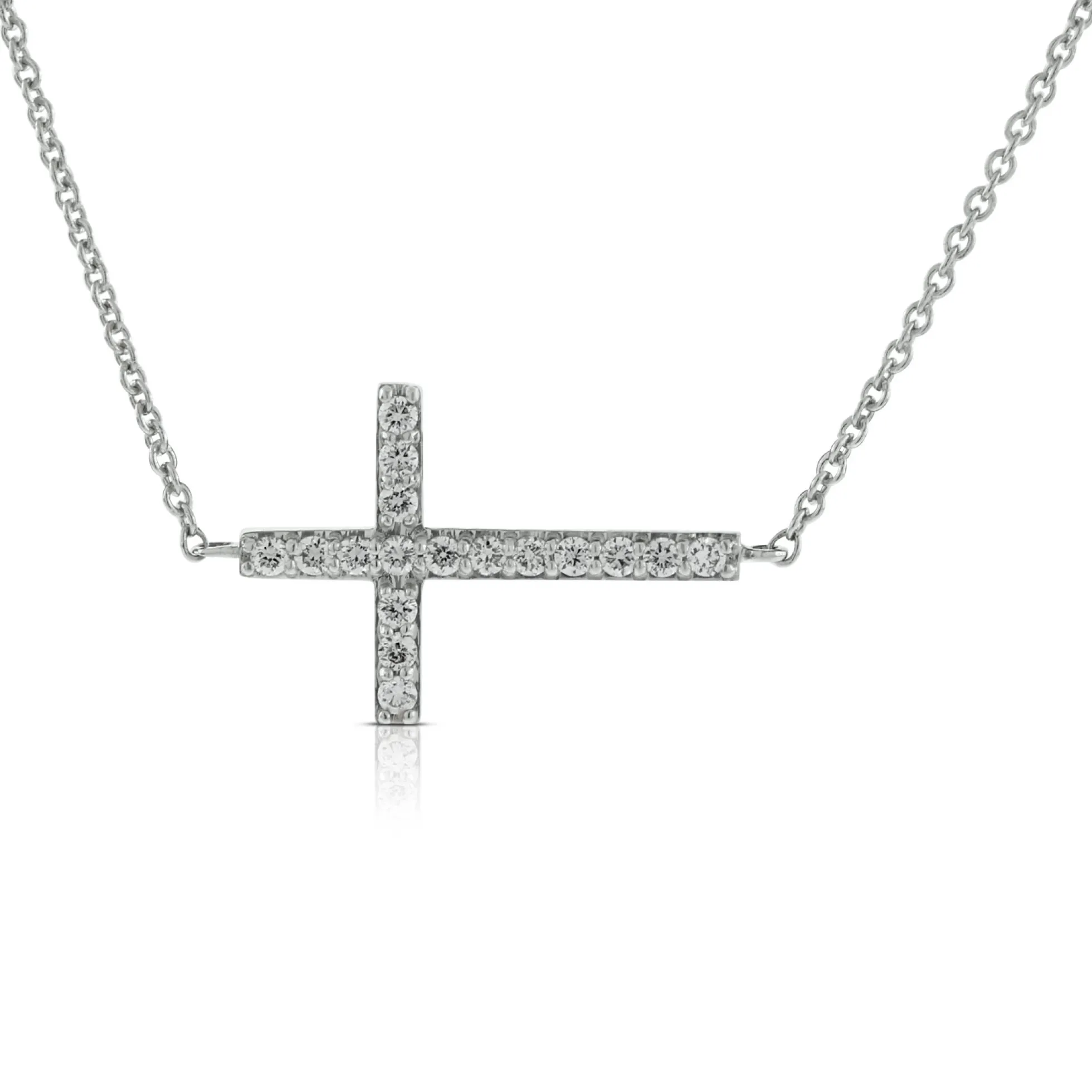 Diamond Sideways Cross 14K