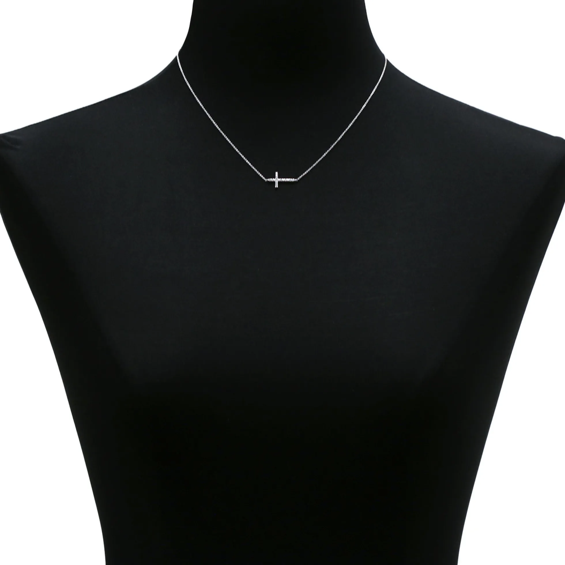 Diamond Sideways Cross 14K