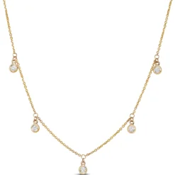 5 Diamond Stationary Pendant, 14K Yellow Gold
