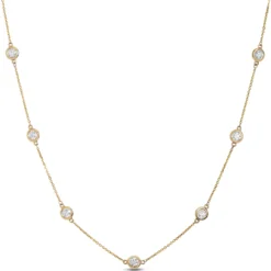 12 Diamond Stationary Pendant, 14K Yellow Gold