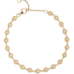 Diamond Station Bracelet, 14K Yellow Gold