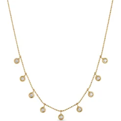 Diamond Station Necklace, 14K Yellow Gold