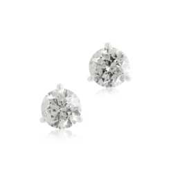 Diamond Stud Earrings, 14K White Gold