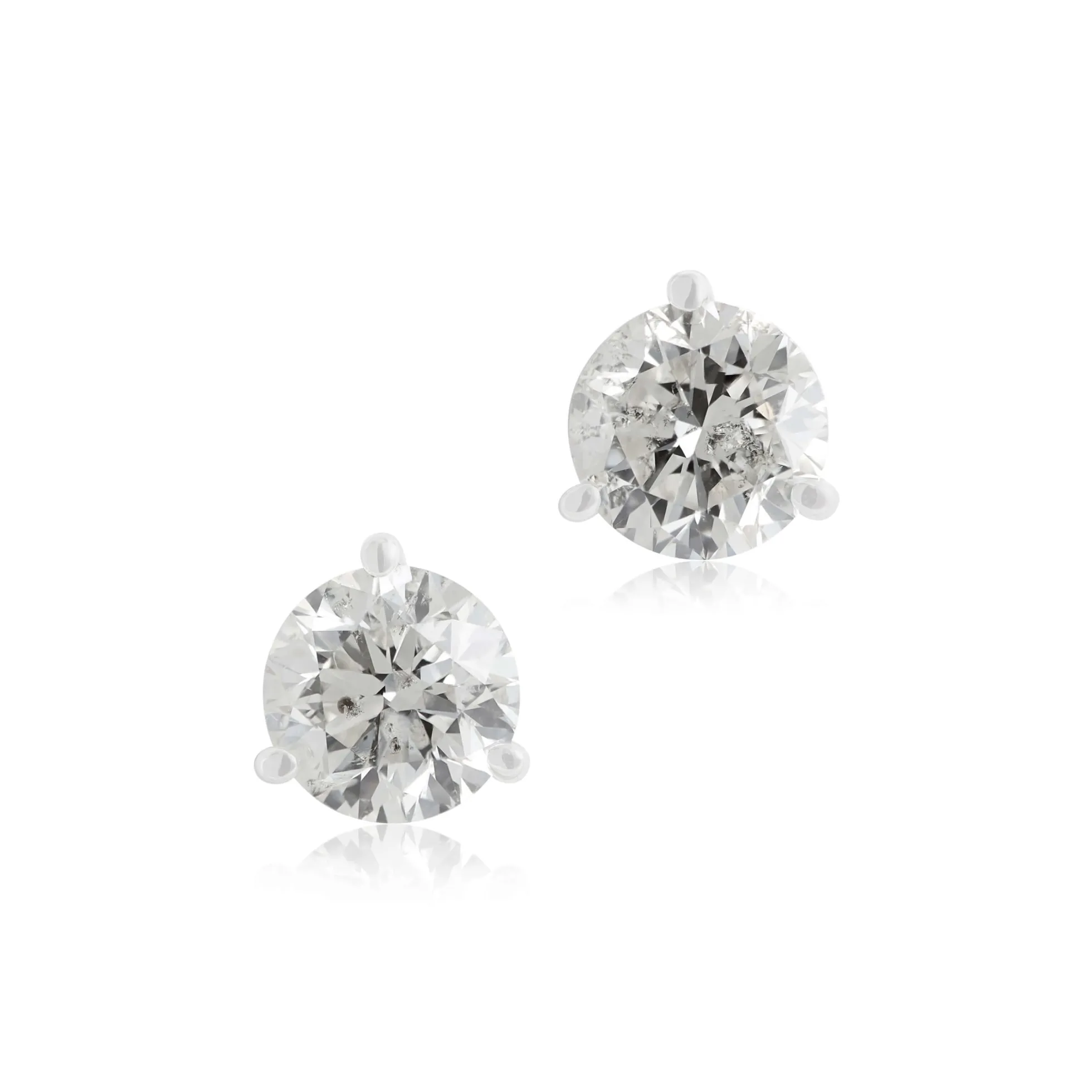 Diamond Stud Earrings, 14K White Gold