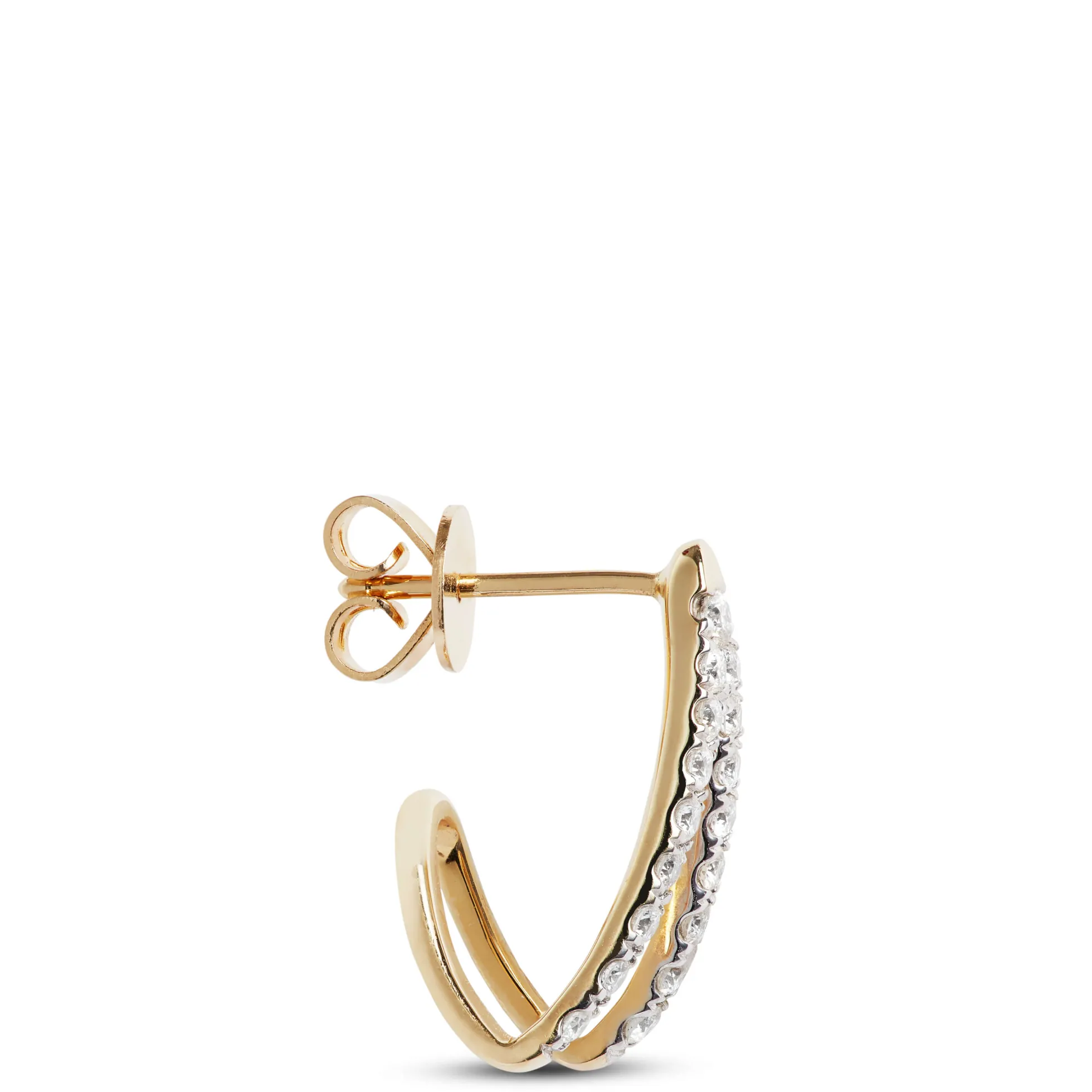 Diamond "V" Hoop Earrings, 14K Yellow Gold