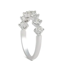 Diamond Wedding Band with 7 Round Diamonds, 18K White Gold