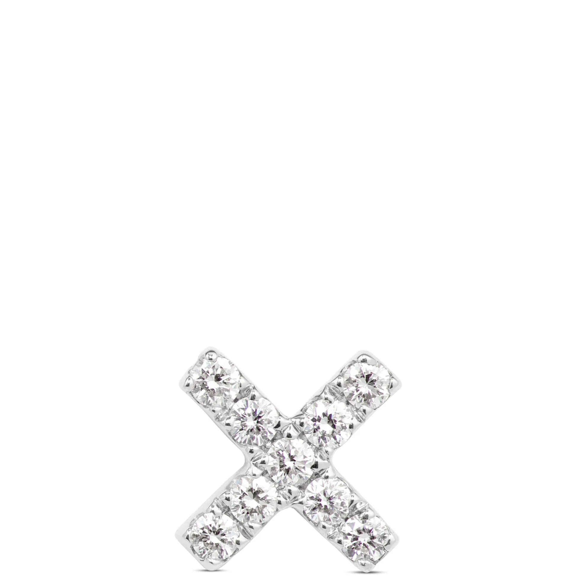 Diamond "X" Single Stud Earring, 14K White Gold