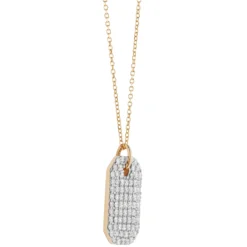 Dog Tag Pave Diamond Pendant in 14K Yellow Gold