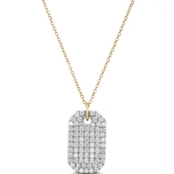 Dog Tag Pave Diamond Pendant in 14K Yellow Gold