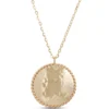 Domed Circle Toscano Pendant Necklace, 14K Yellow Gold