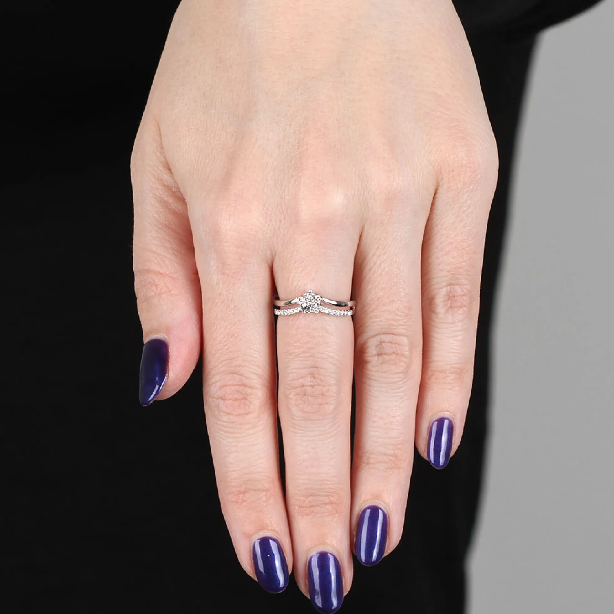 Double Chevron Diamond Ring 14K