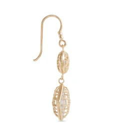 Double Drop Diamond Earrings, 14K Yellow Gold