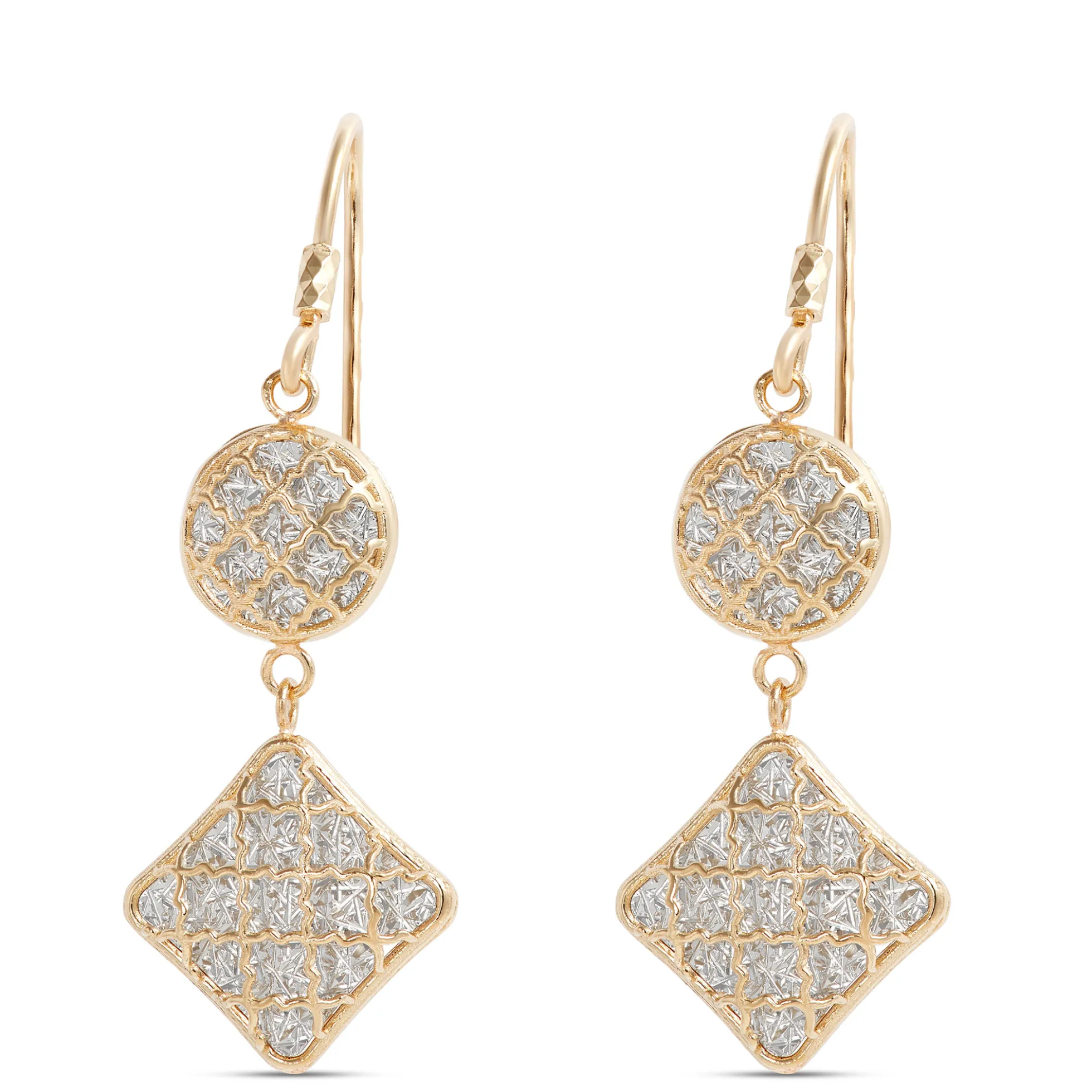 Double Drop Diamond Earrings, 14K Yellow Gold