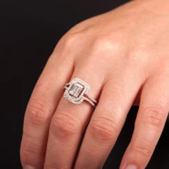Double Halo Diamond Ring 14K