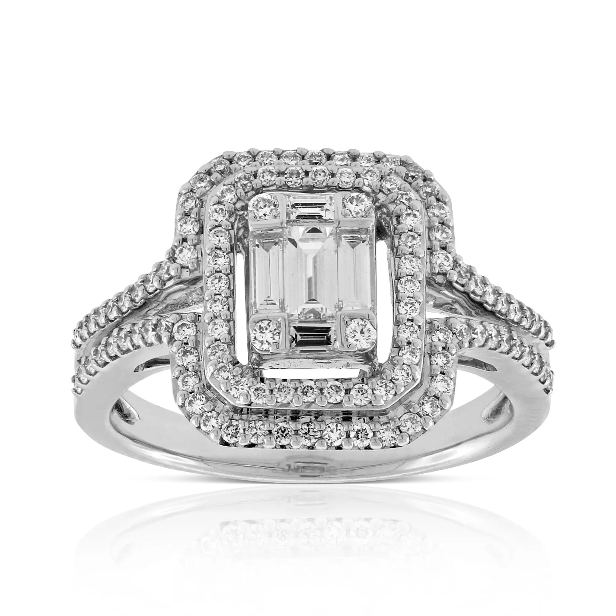 Double Halo Diamond Ring 14K